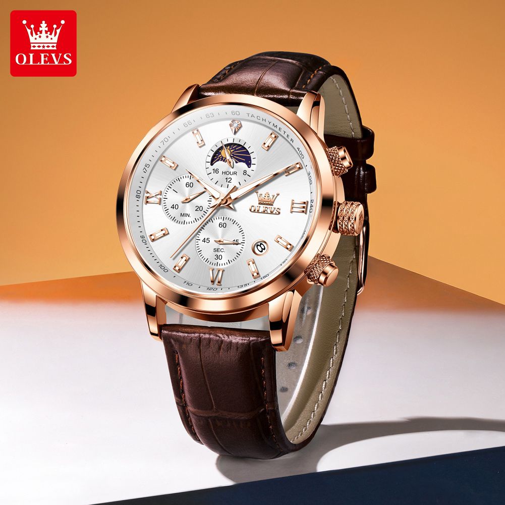 Olevs 9812 Gents Chronograph Leather Watch (Copy)
