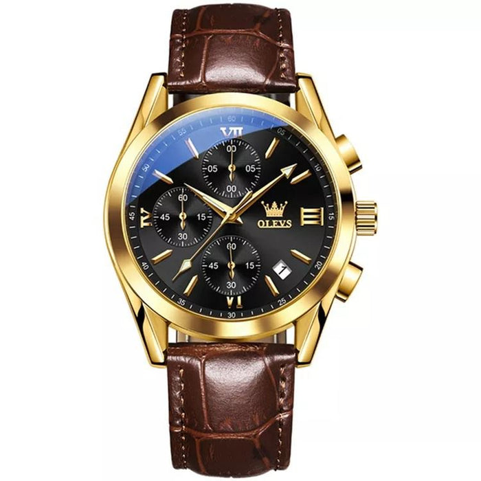 Classic chronograph leather watch for gents