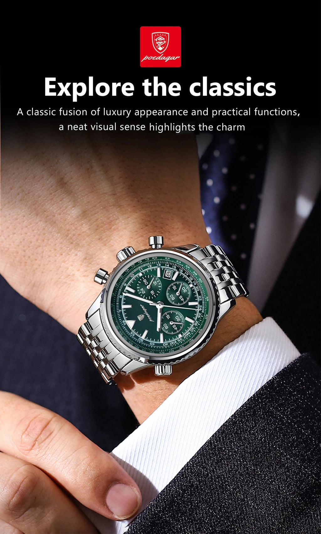 POEDAGAR 960 Luxury Military Watch for Men